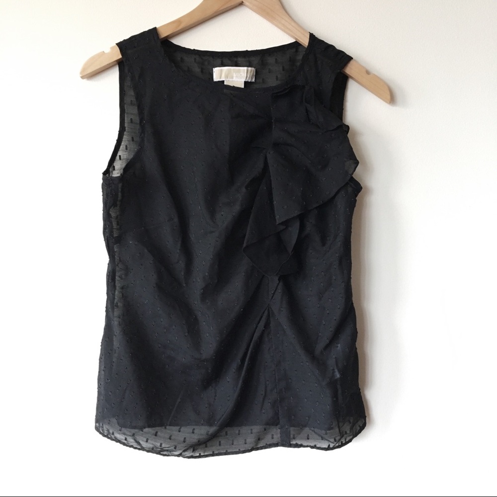 Michael Kors Black Gathered Hem Sleeveless Top 4